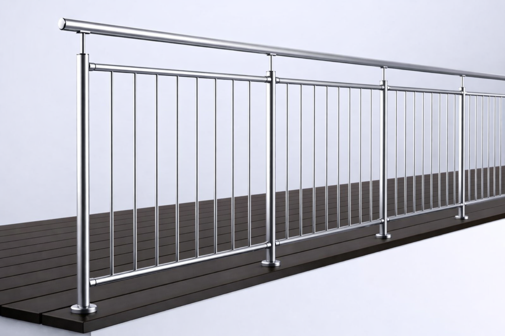 Modern horizontal steel railing