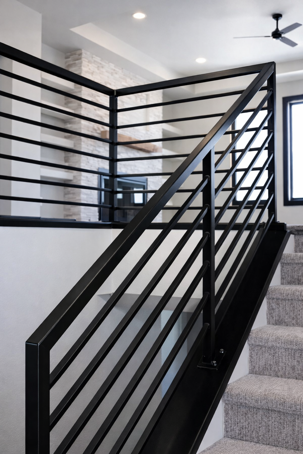 Minimalist powder-coated railing