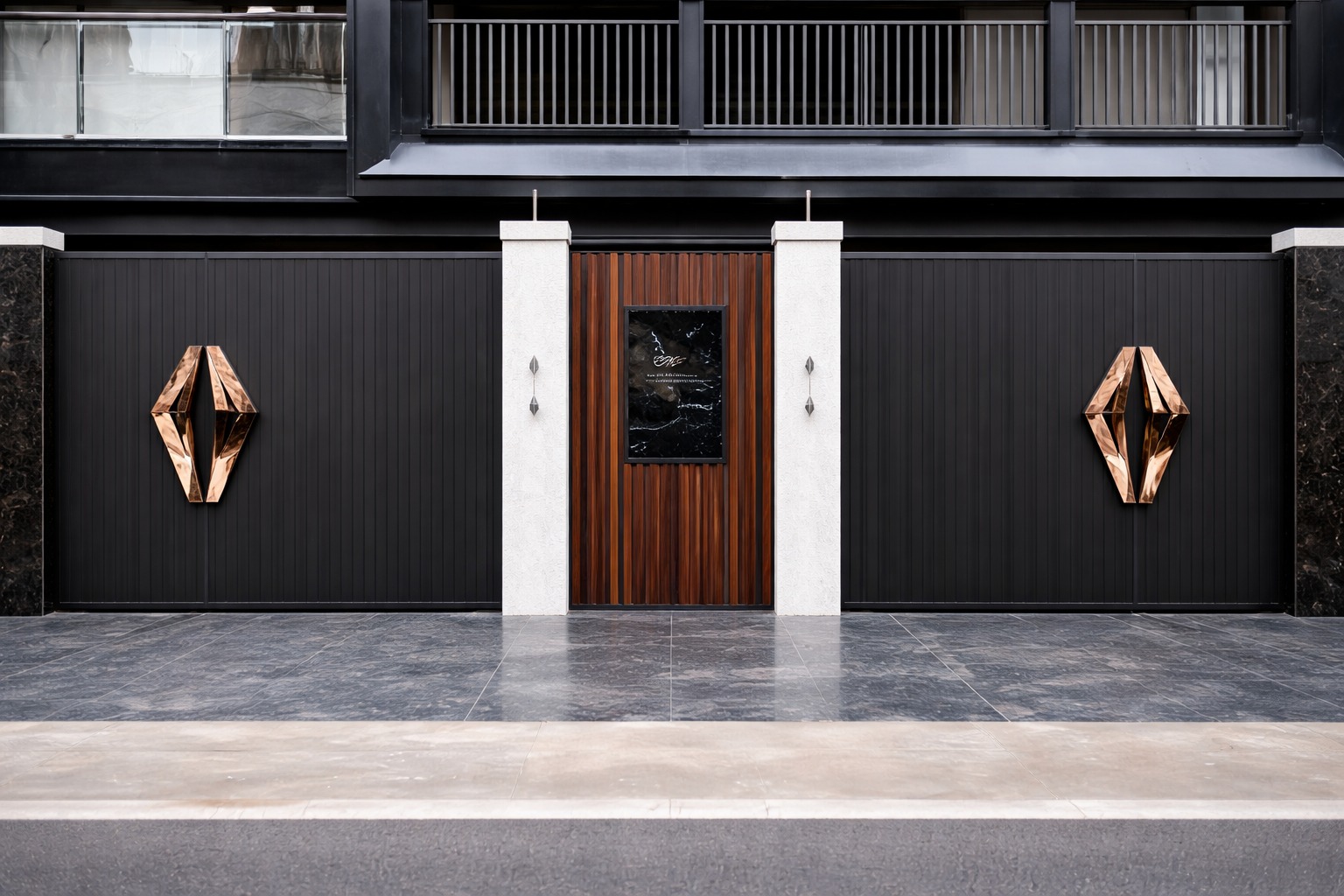 Aluminum Profile Gate With Rose Gold Handle