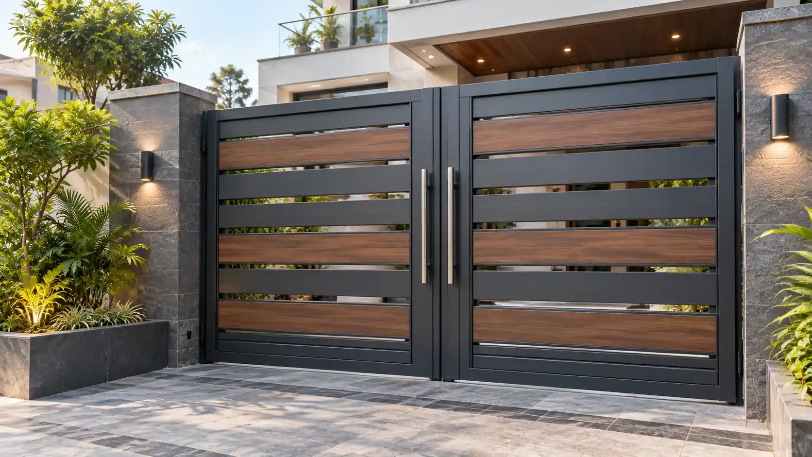 Aluminium profile gate manufactured for a modern home in Janakpuri Delhi